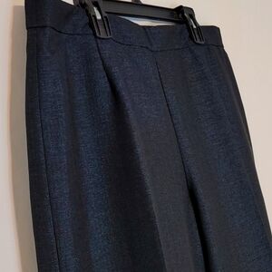LE Suit Holiday Blue Metallic Print Black Cobalt Straight Leg Dress Pants